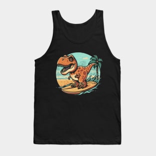 cute dinosaur trex dino kids tees kids hoodies dinosaur surfing surfer surf kids tees gift ideas Tank Top